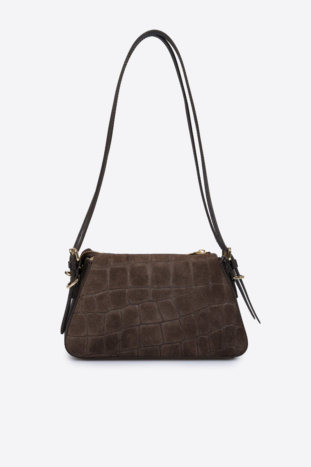 MIREILLE Leather Top Handle Bag - Dark Brown