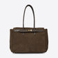 ZELIE Leather Top Handle Bag - Dark Brown
