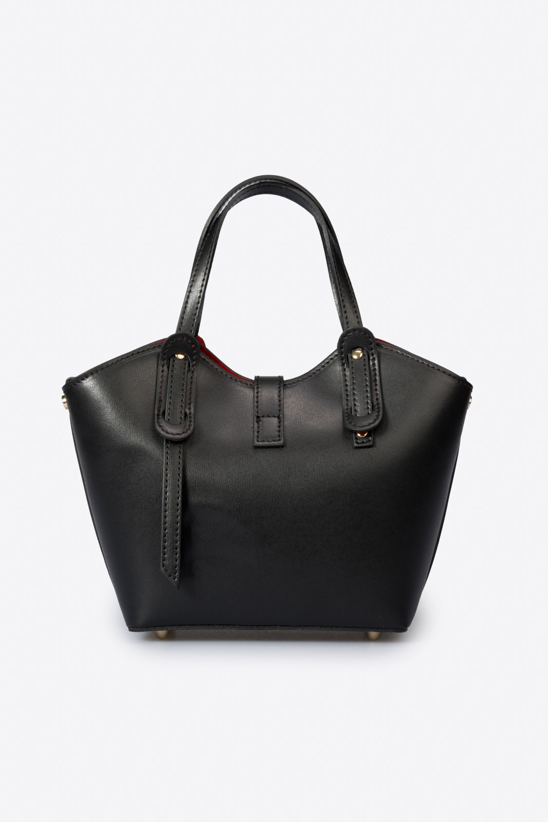MIRTA Leather Top Handle Bag - Black