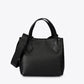 MINA Leather Top Handle Bag - Black