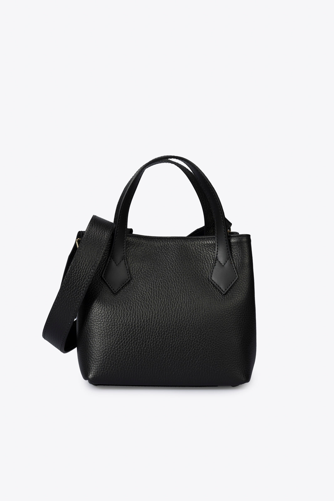 MINA Leather Top Handle Bag - Black