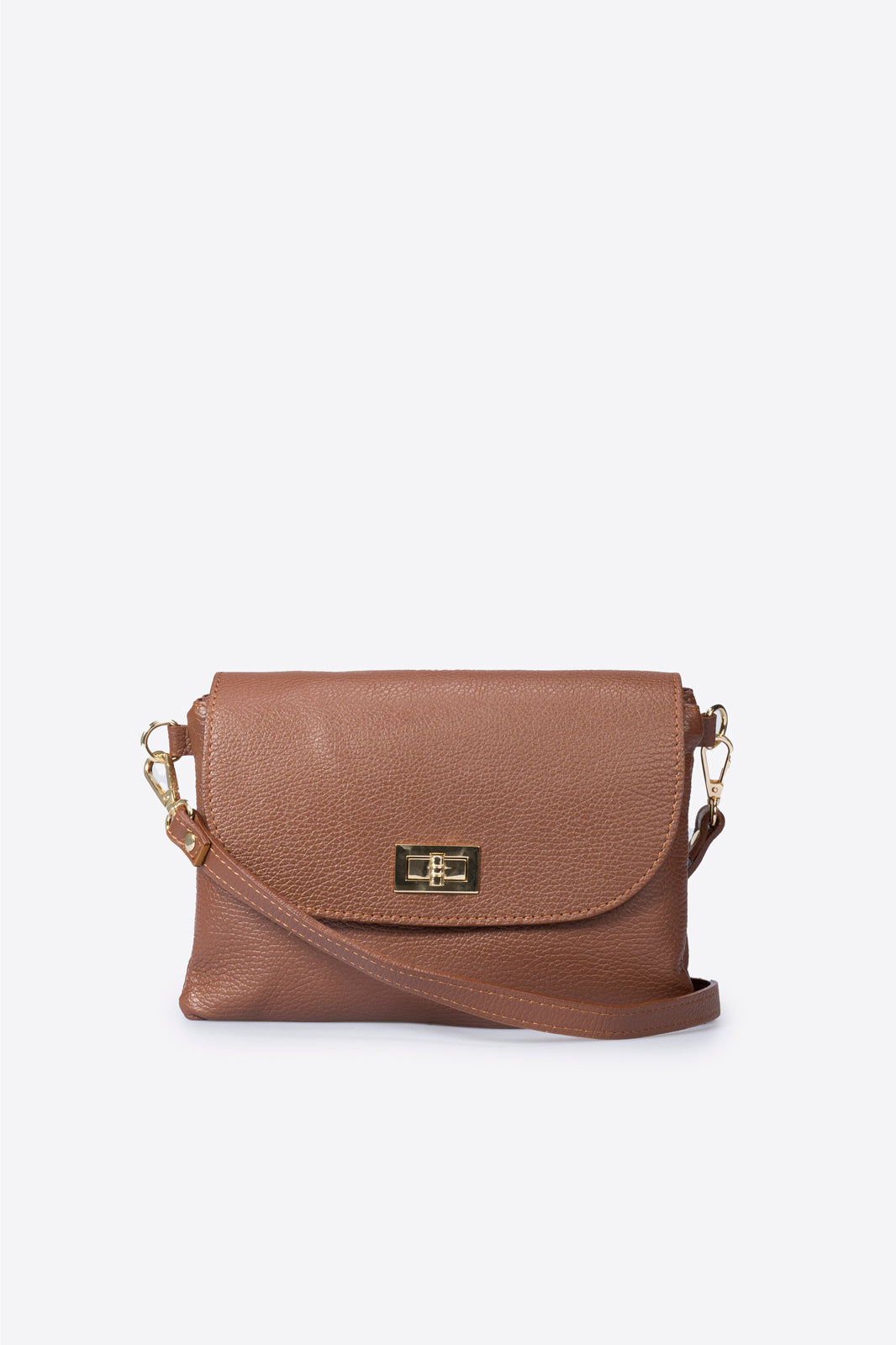 NORAH Leather Crossbody Bag - Brown