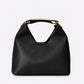 AGNES Leather Top Handle Bag - Black