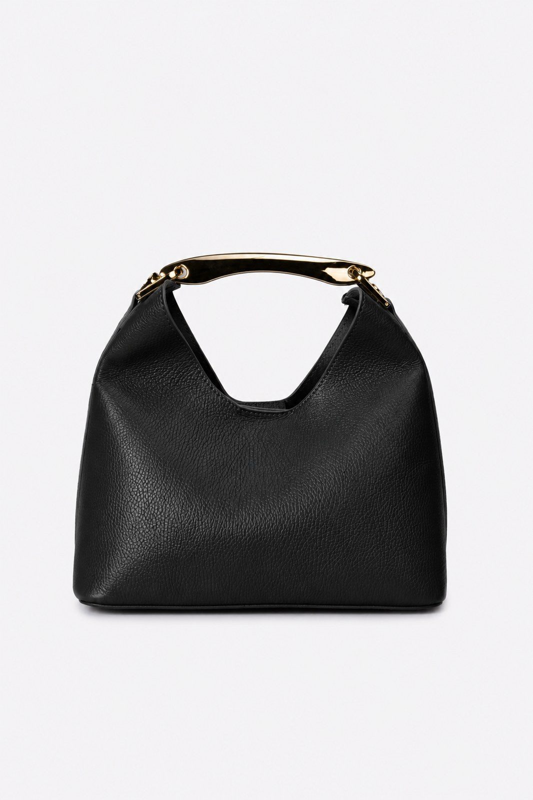 AGNES Leather Top Handle Bag - Black