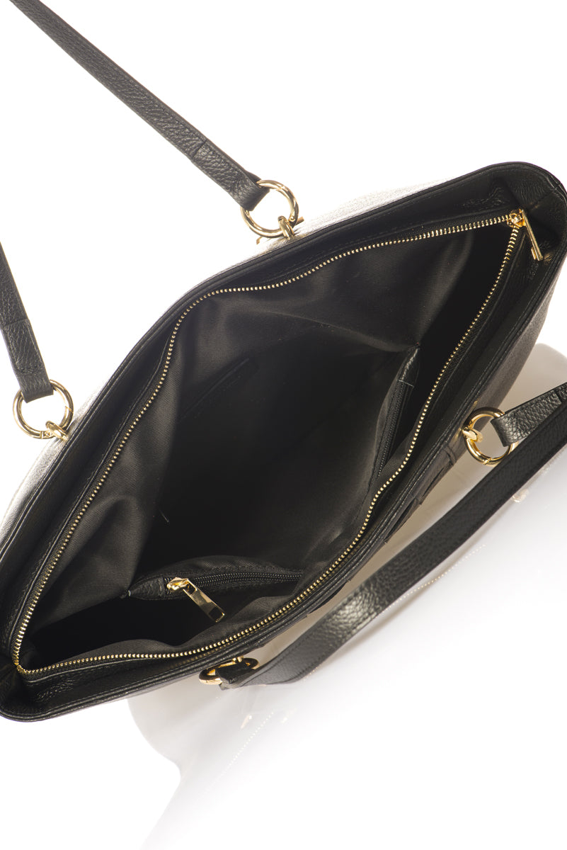 Leather Top Handle Bag 2349 - Black