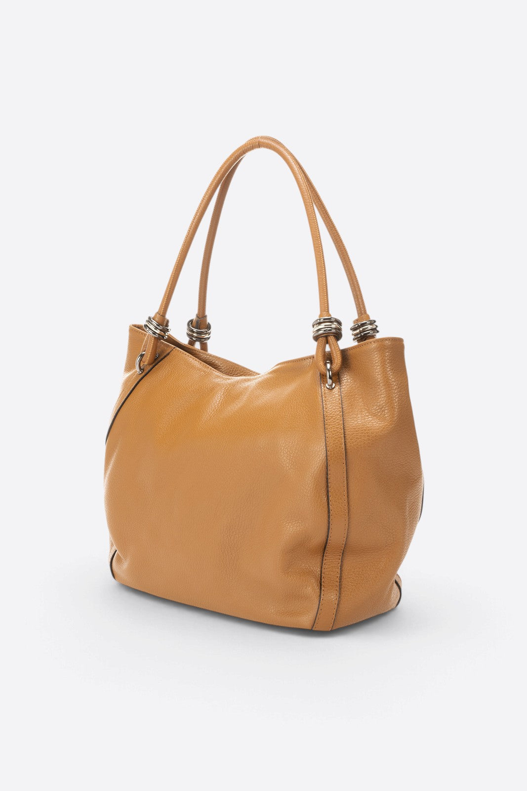 VINNIE Leather Shoulder Bag - Cognac