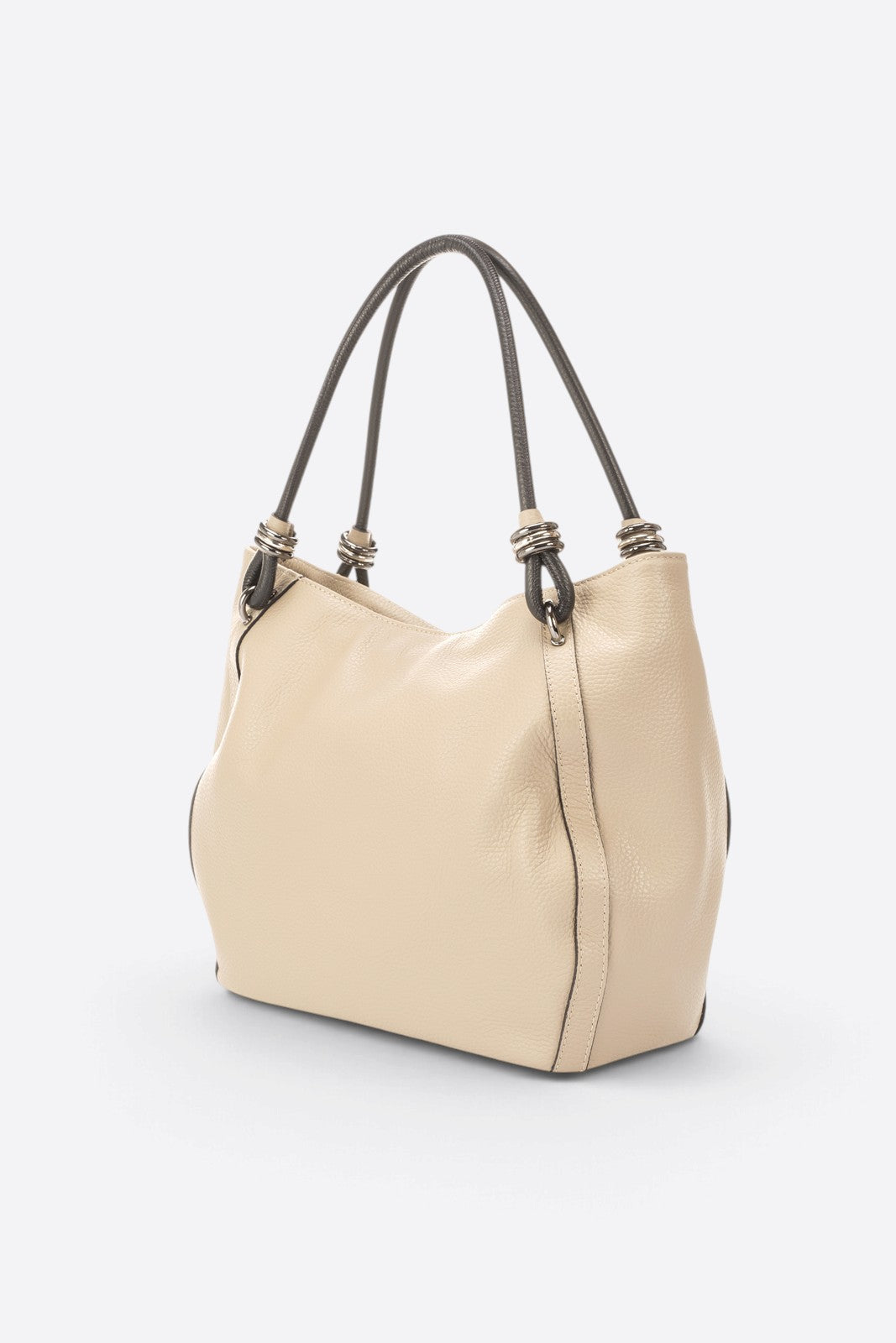 VINNIE Leather Shoulder Bag - Taupe