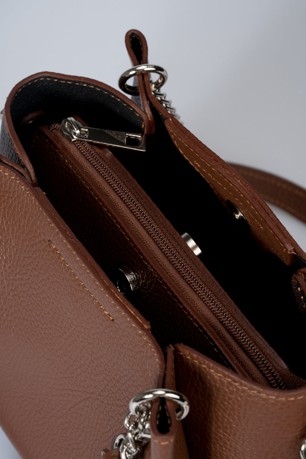 ANIKA Leather Top Handle Bag - Brown