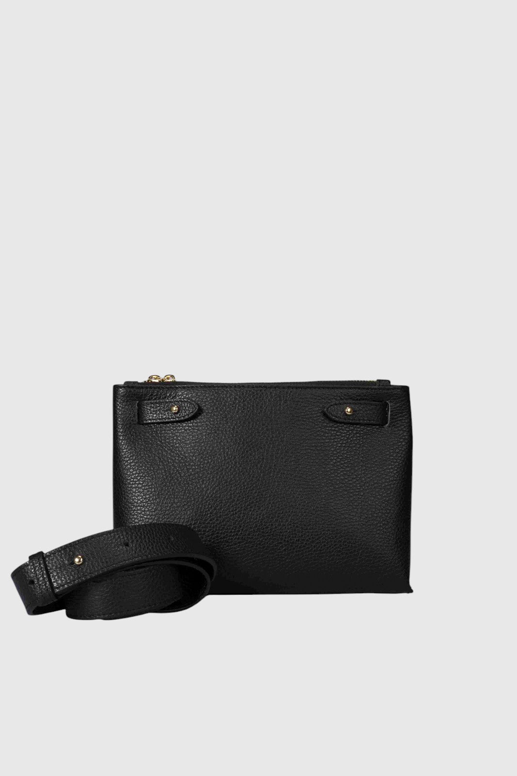 CAMILLE Leather Top Handle Bag - Black