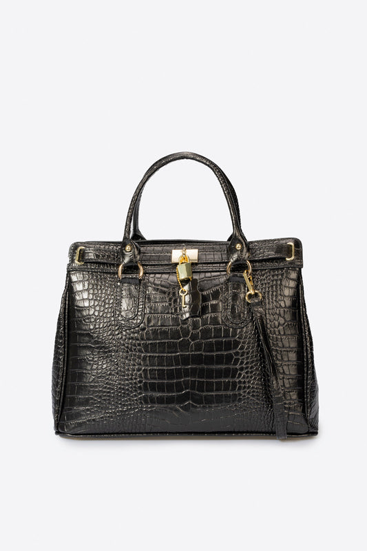 SAGE Leather Top Handle Bag - Black
