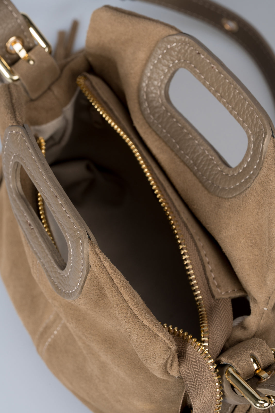 CINZIA Leather Top Handle Bag - Taupe