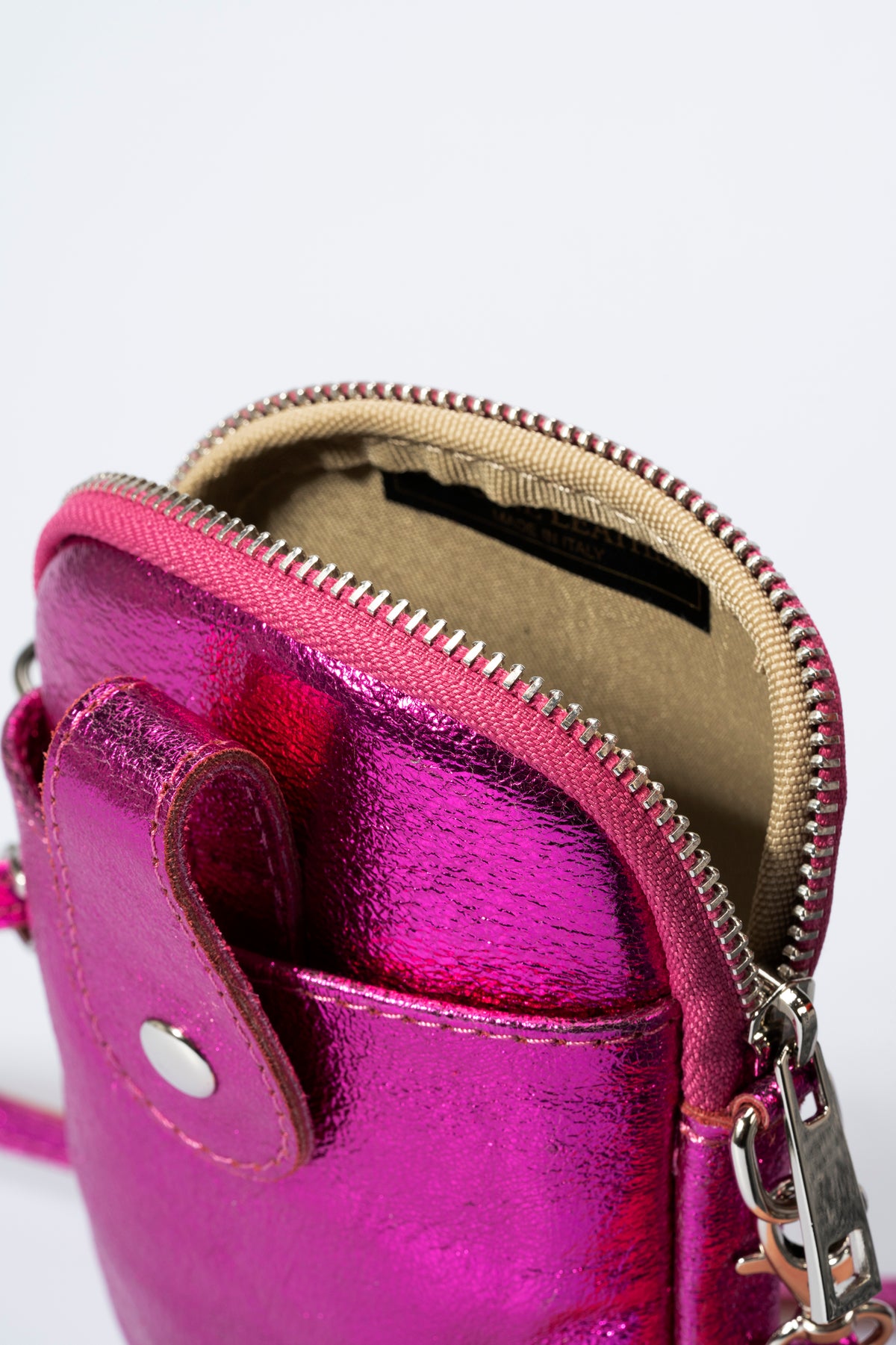 Leather Crossbody Bag 6951 - Fuxia