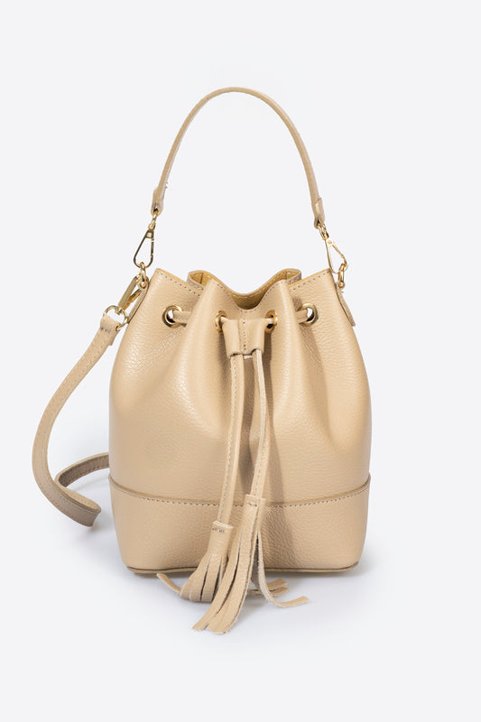 Leather Bucket Bag 5150 - Taupe
