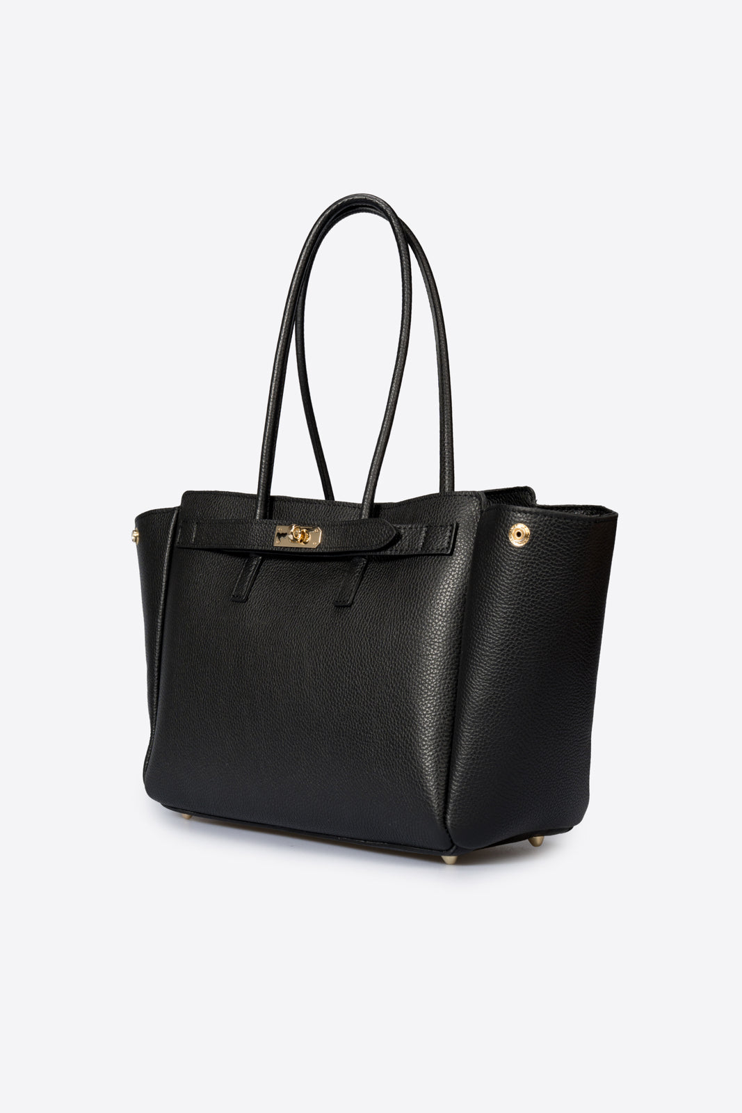 GRACIE Leather Top Handle Bag - Black