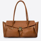 AUDREY Leather Top Handle Bag - Cognac