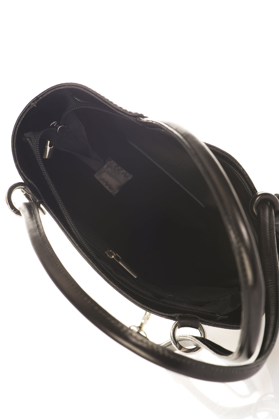 Leather Shoulder Bag 8039 - Black