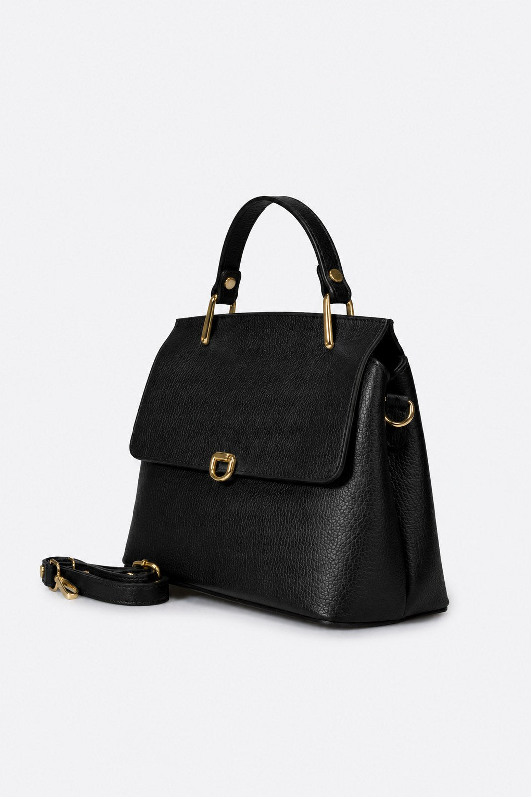 NELL Leather Top Handle Bag - Black
