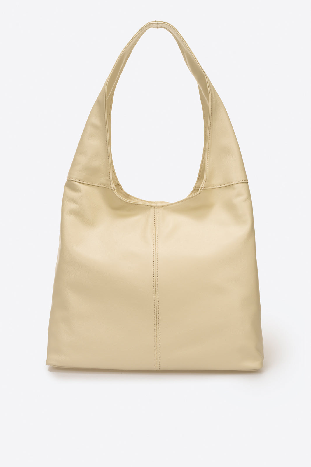 Leather Shoulder Bag 6933 - Beige