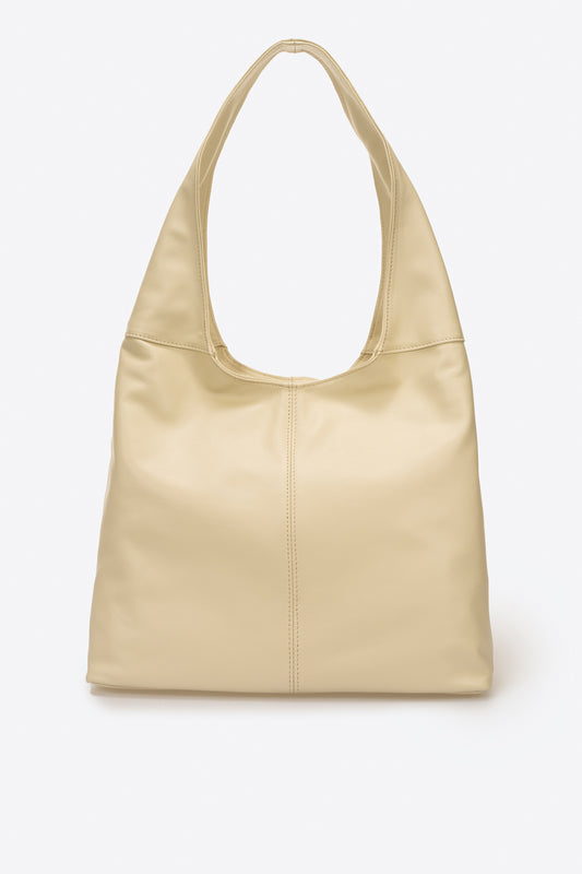 Leather Shoulder Bag 6933 - Beige
