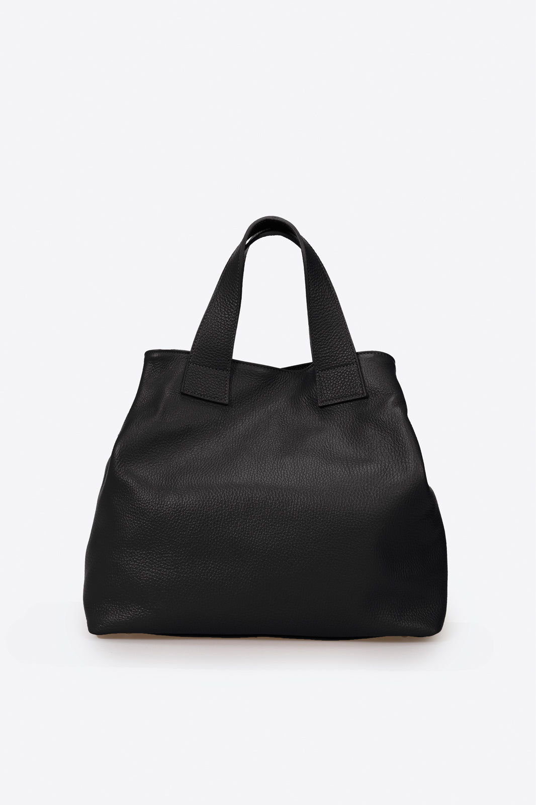 PIPER Leather Top Handle Bag - Black