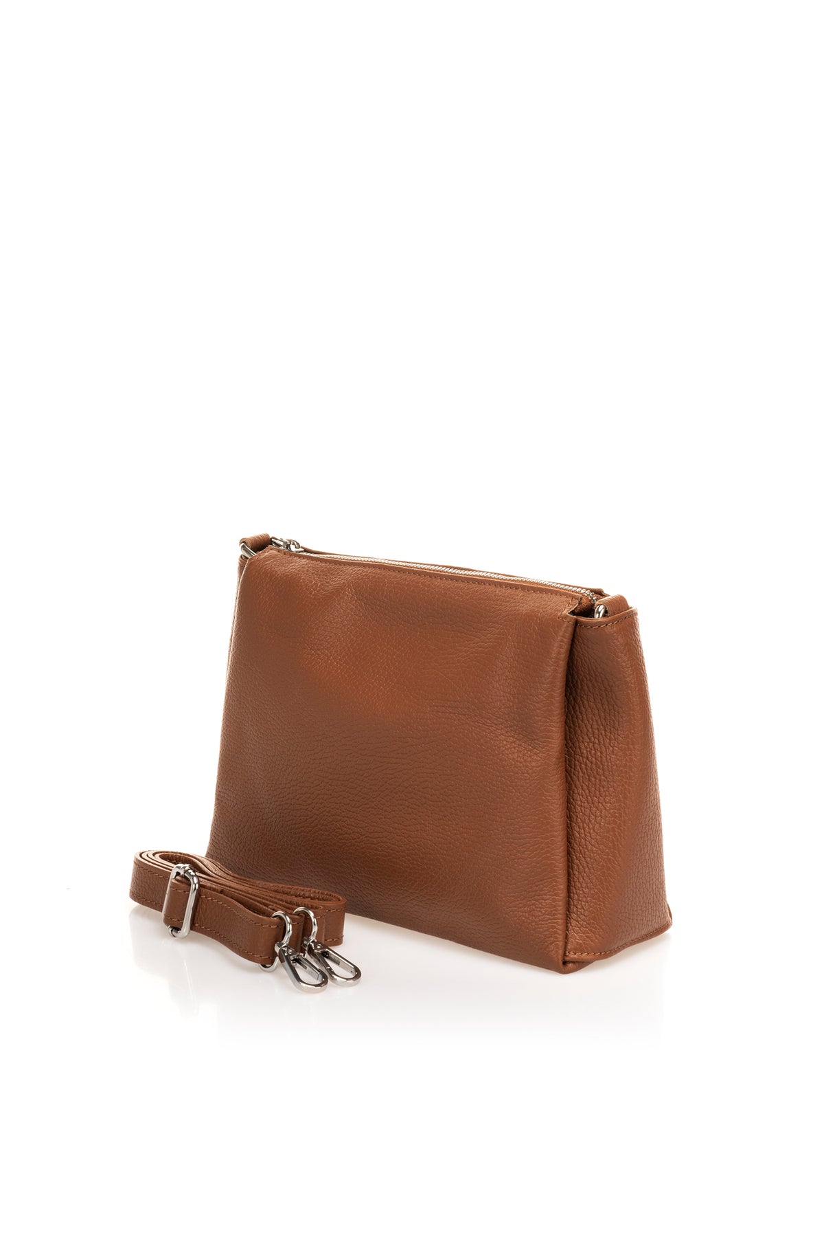 Leather Crossbody Bag 3028 - Cognac
