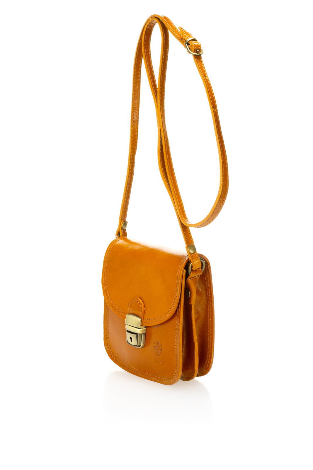 Leather Crossbody Bag WB8040 - Cognac