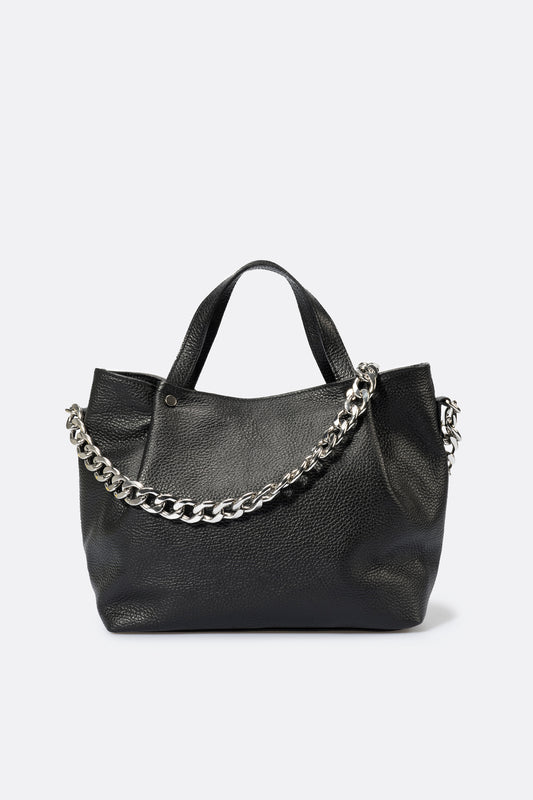 DIARA Leather Top Handle Bag - Black