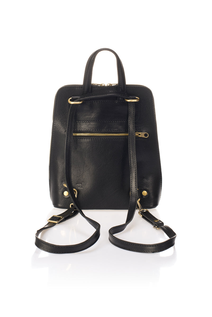 Leather Backpack 1028 - Black