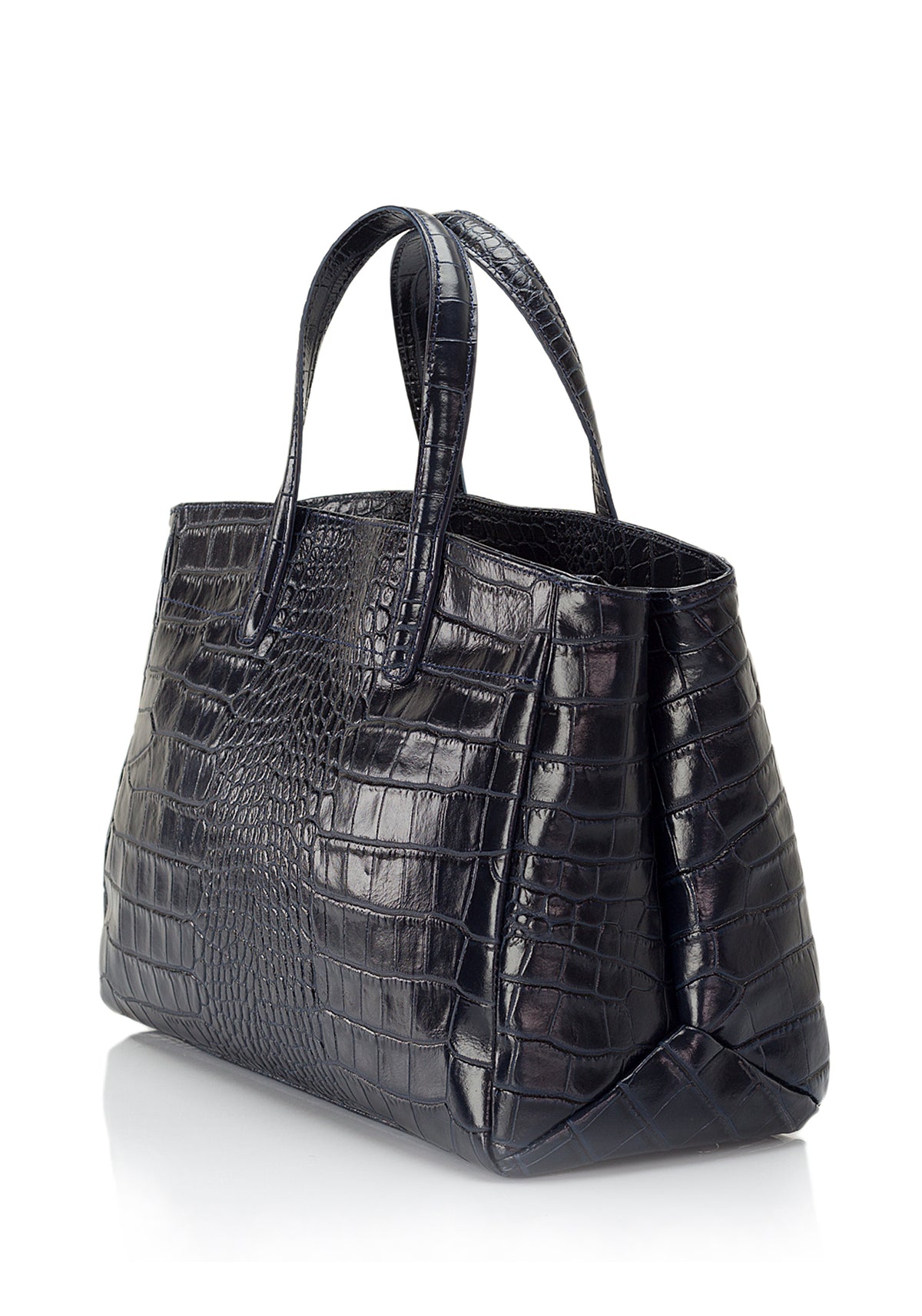 Leather Top Handle Bag 9909 - Blue
