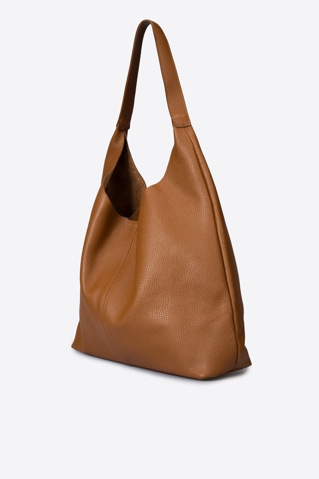NAYA Leather Top Handle Bag - Cognac