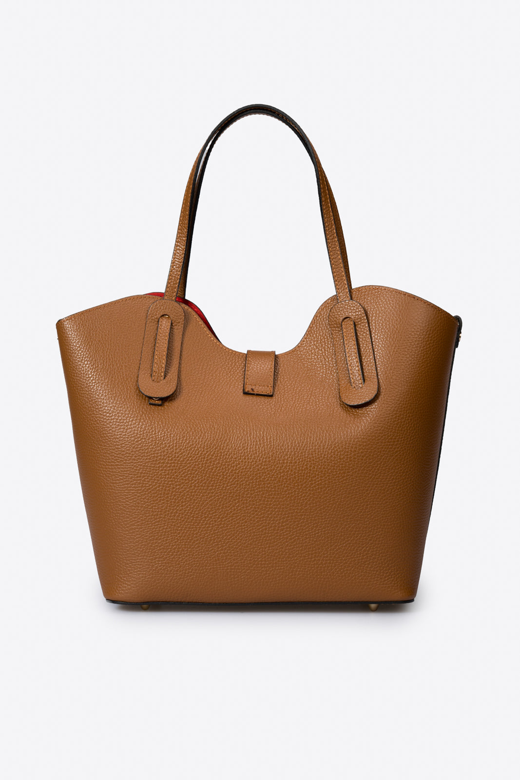 IOLANDA Leather Top Handle Bag - Cognac
