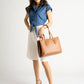 BIANCA Leather Top Handle Bag - Cuoio