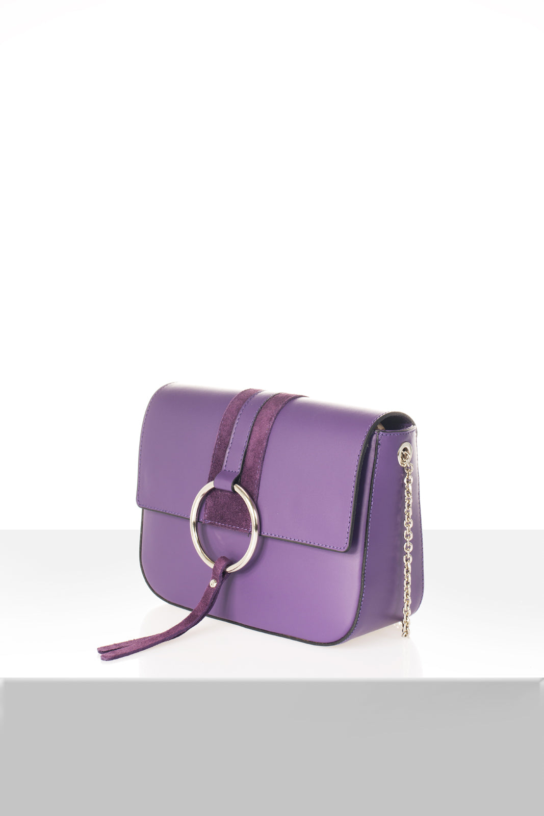 Leather Top Handle Bag 3521 - Violet