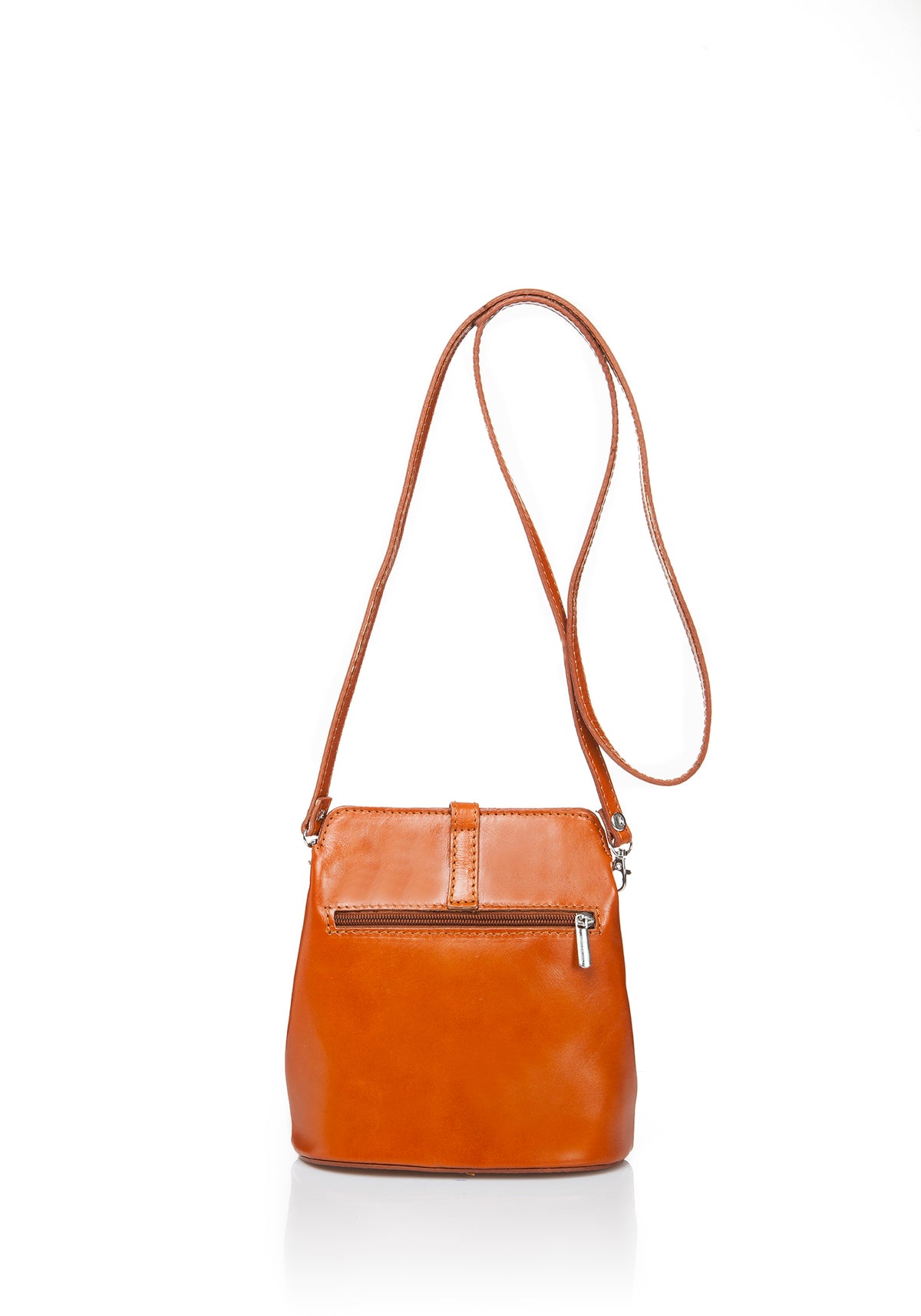 Leather Crossbody Bag 8358 - Cognac