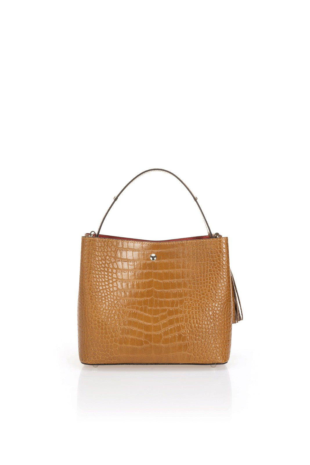 SCARLET Leather Top Handle Bag - Cuoio
