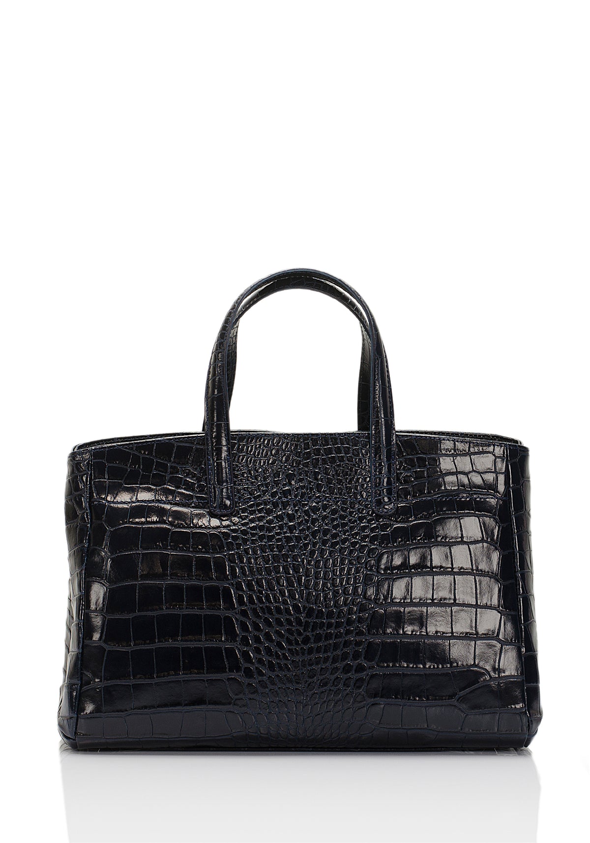 Leather Top Handle Bag 9909 - Blue