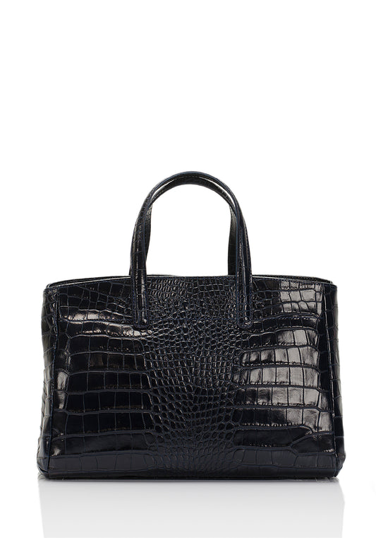 Leather Top Handle Bag 9909 - Blue
