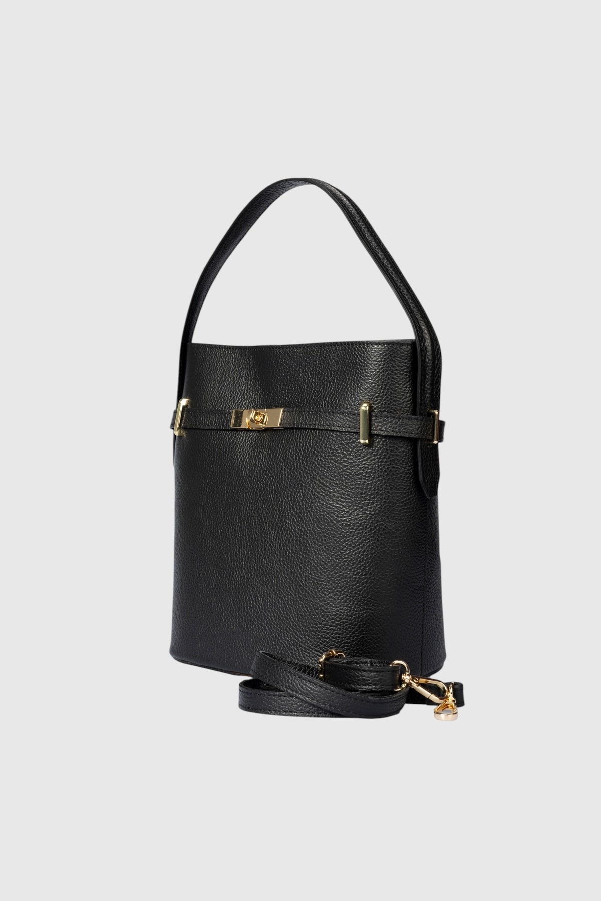 MYRTO Leather Top Handle Bag - Black