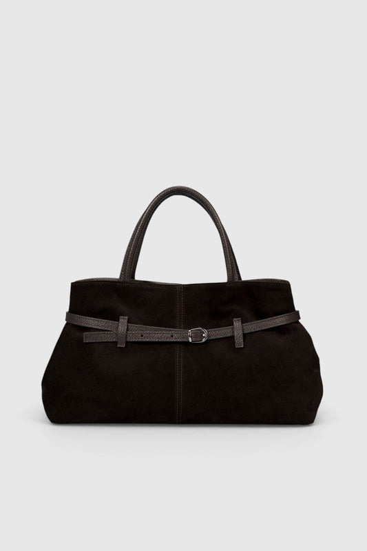GENEVA Leather Top Handle Bag - Testa di Moro