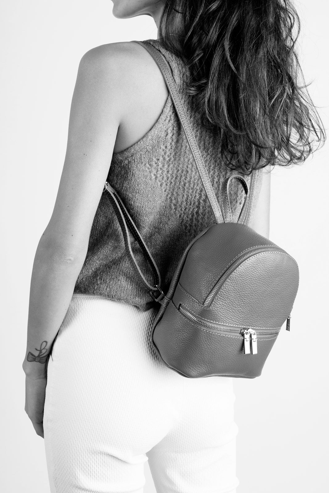 Leather Crossbody Bag 7201 - Bianco