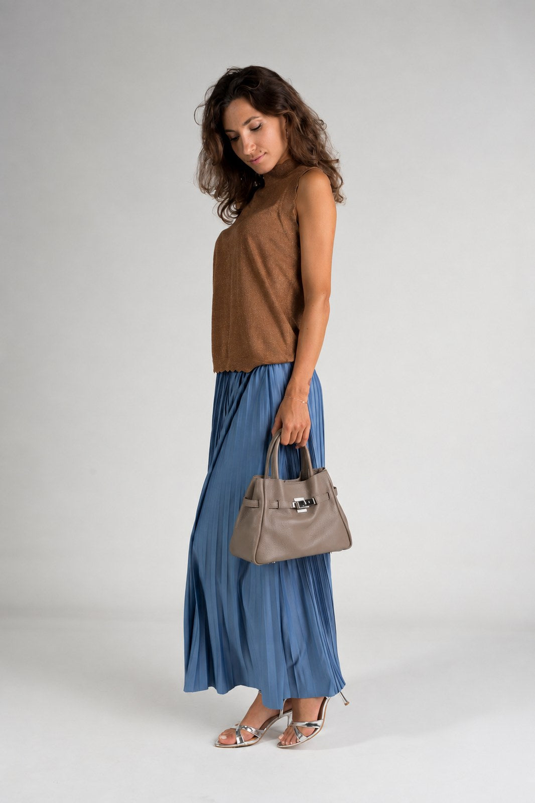MIRANDA Leather Top Handle Bag - Fango