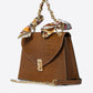 AYLA Leather Top Handle Bag - Brown
