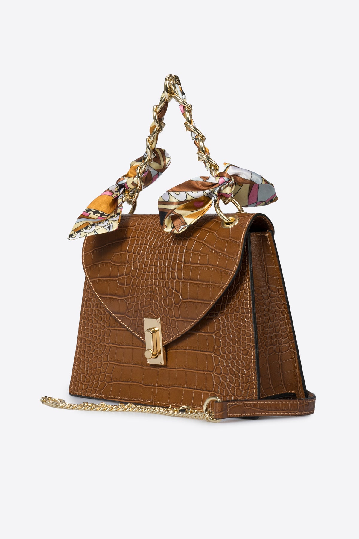 AYLA Leather Top Handle Bag - Brown