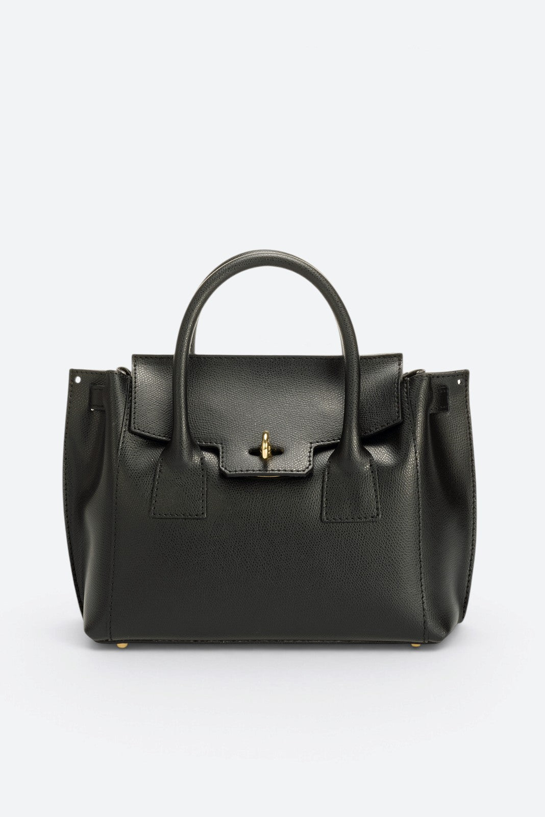 RUTH Leather Top Handle Bag - Black