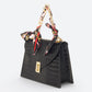 AYLA Leather Top Handle Bag - Black