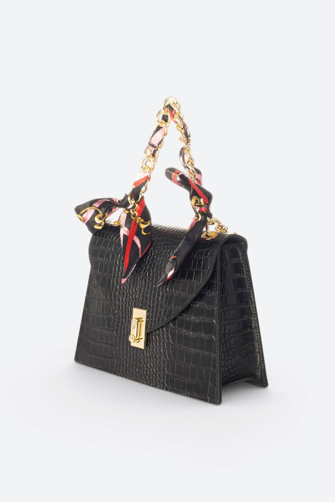 AYLA Leather Top Handle Bag - Black