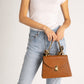 AYLA Leather Top Handle Bag - Cognac