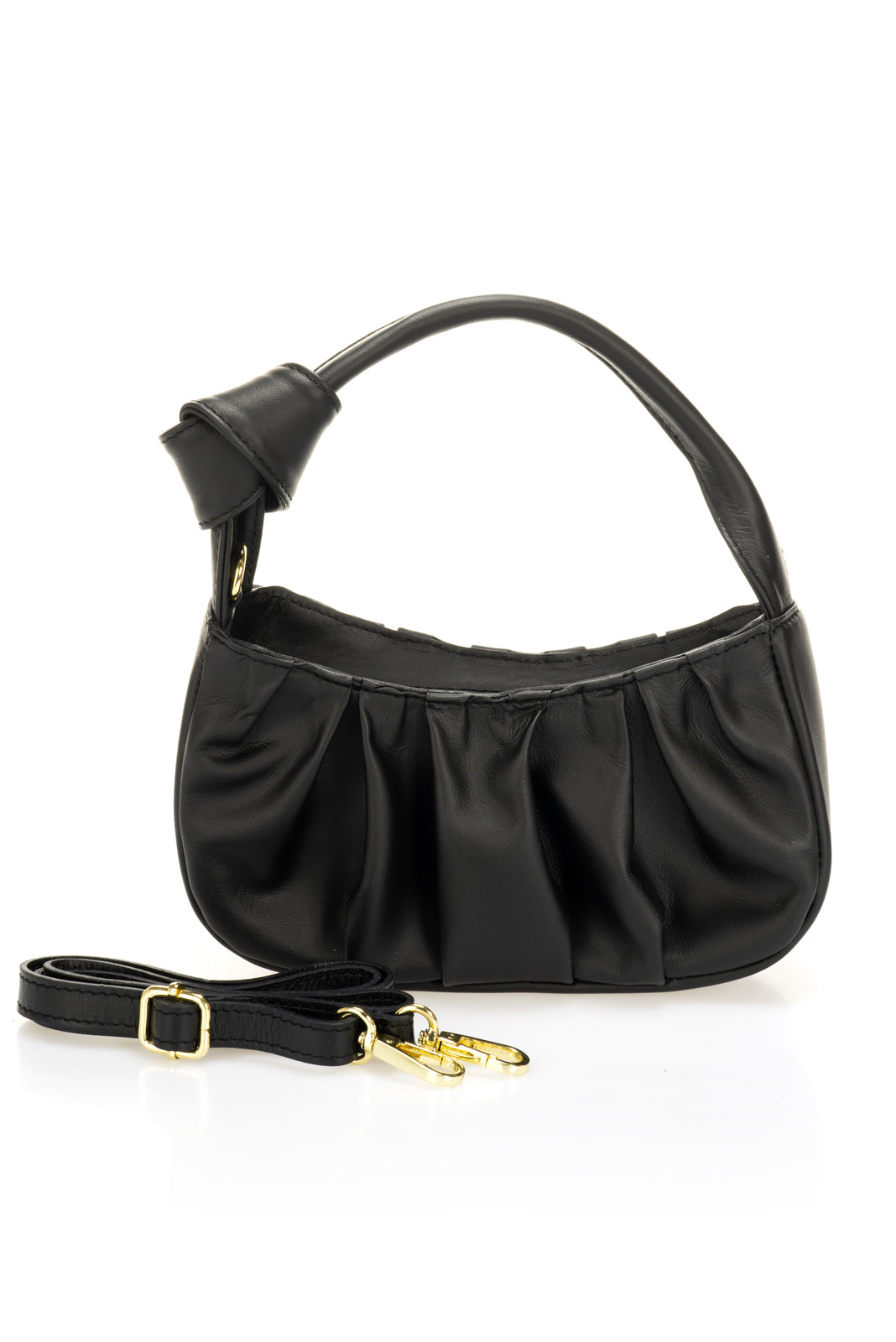 Leather Top Handle Bag KR1128 - Black