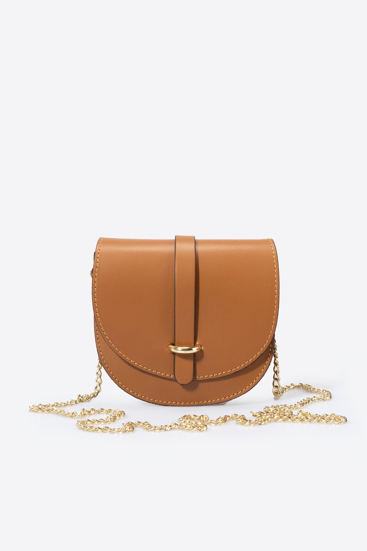 Leather Crossbody Bag 7006 - Cognac