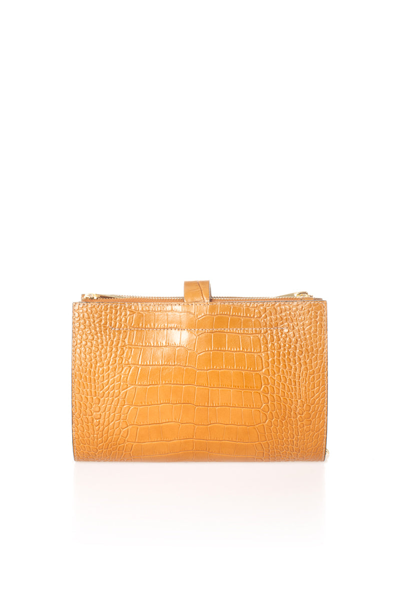 Leather Crossbody Bag 3674 - Camel